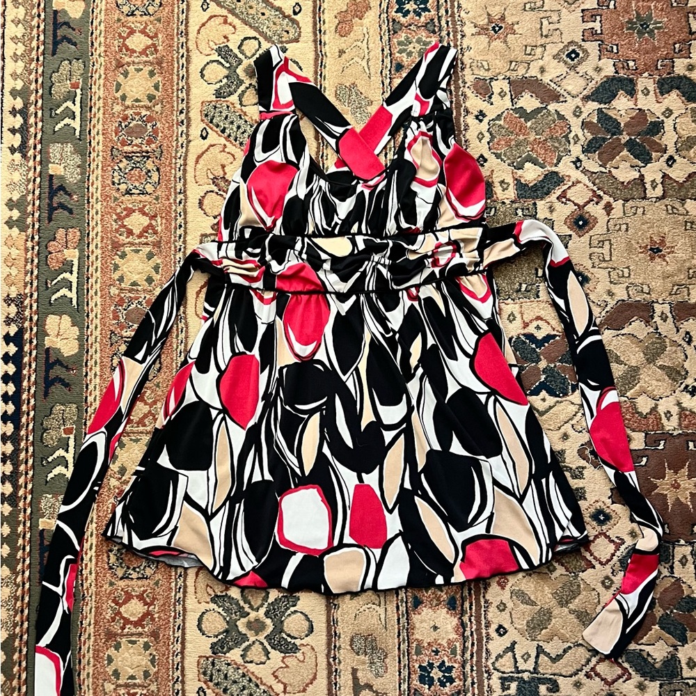 90s/Y2K Pinafore Style Abstract Tunic Tank Top